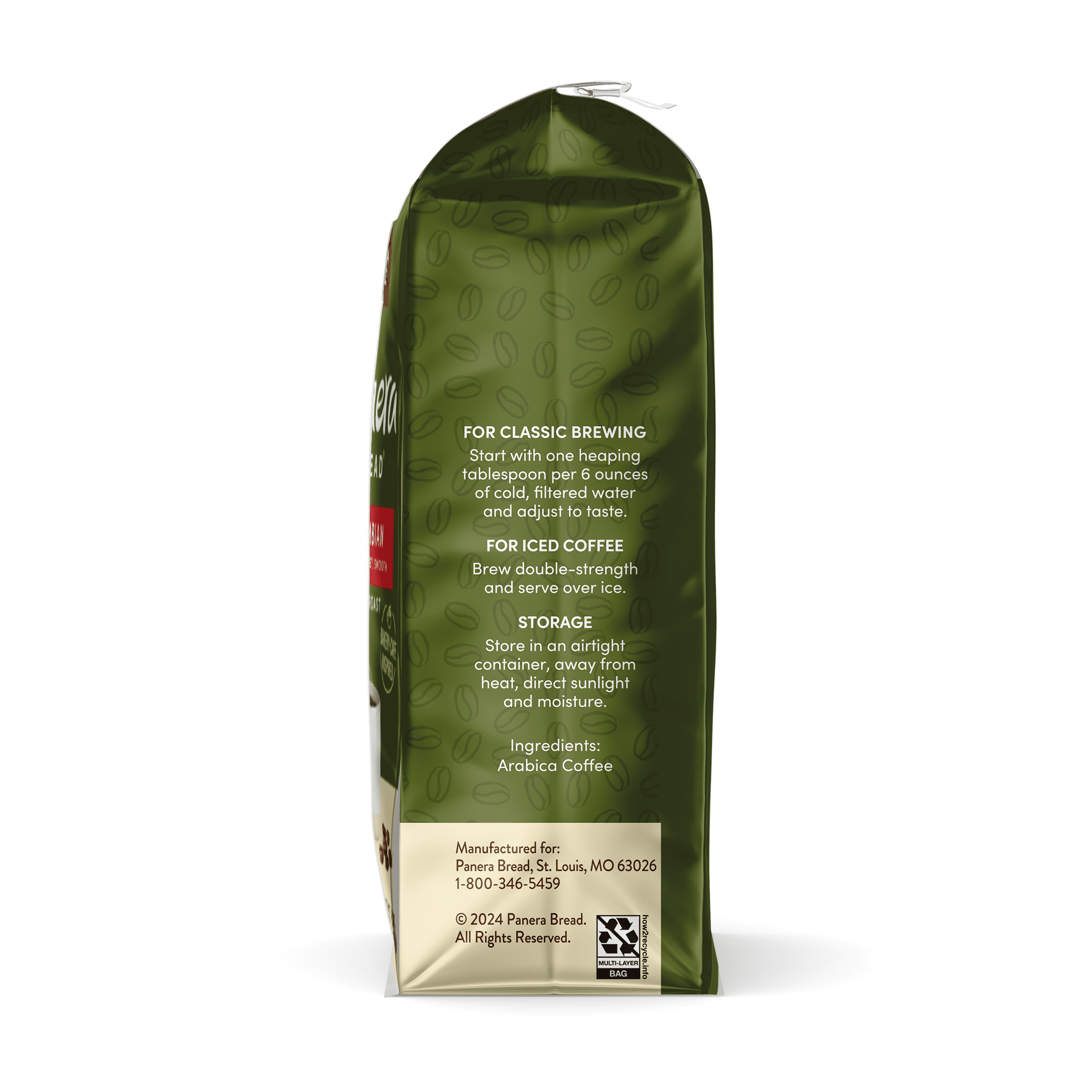 Panera Bread Colombian Medium Roast, Ground Coffee, Bagged 12 Ounce, Pack of 6