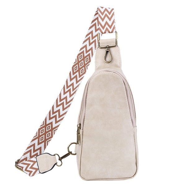 Boho Chest Bag PU Fanny Pack Crossbody Bolso Mujer Travel Sling Purse Beige Bodega Aurrera en linea