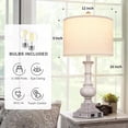 thumbnail image 3 of 26" Farmhouse Table Lamps Set of 2, Rustic Touch Control Bedside Lamps with 2 USB Ports & AC Outlet, Vintage Resin 3-Way Dimmable Nightstand Lamp Linen Fabric Shade for Living Room Bedroom Decor Gray, 3 of 18