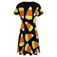 thumbnail image 5 of Candy Corn Pattern Halloween Dress Summer Street Style Dresses Female Short Sleeve Printed Sundress, 5 of 7