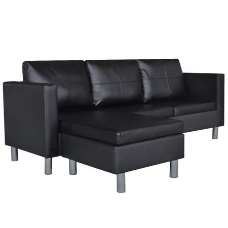 Sectional Sofa 3-Seater Artificial Leather Black With high-quality artificial leather