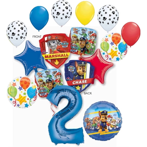 Paw Patrol Party Supplies Chase, Marshall and friends 2nd Birthday Balloon Bouquet Decorations