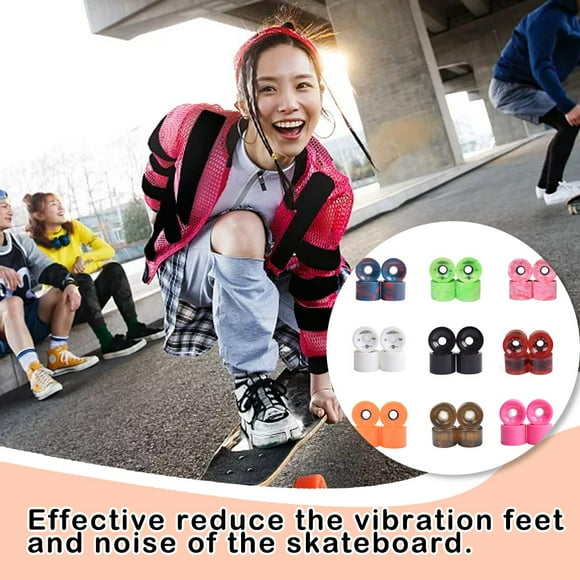 4 Pieces Skateboard Wheels Leather Accessories Outdoor Sports Rolling Longboard Bearing Cover Replacement Removable Outdoor Skate Board Moving Repair Fixing Orange