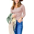 thumbnail image 5 of Liacowi Women Long Sleeve Shirt Ribbed Knit Slim Fit Pullover Tops Bodycon Skinny Cropped Tee Shirts Clubwear Streetwear, 5 of 7