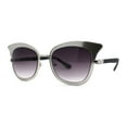 thumbnail image 2 of Womens Cat Eye Double Rim Butterfly Shape Mirror Lens Sunglasses Silver Smoke, 2 of 4
