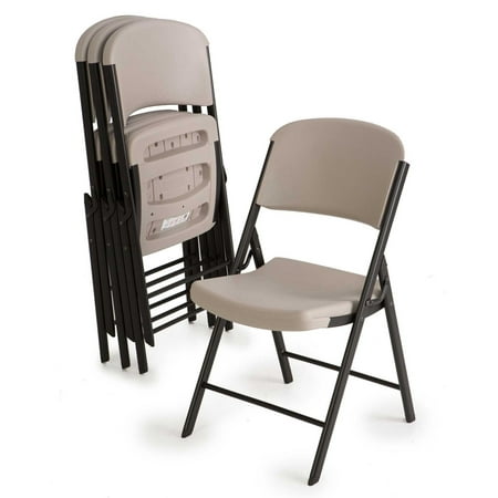 Lifetime Plastic Folding Chair (4 Pack), Putty