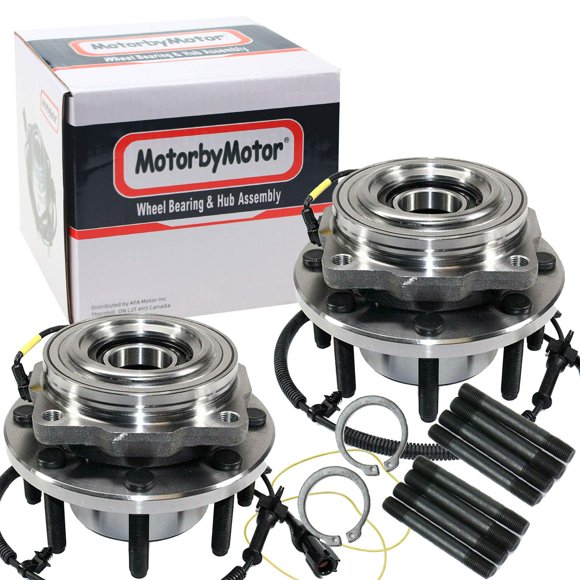 MotorbyMotor 515081 Roulement de Roue avant et Ensemble de Moyeu avec 8 Crampons pour Ford F-250 F-350 F-450 F-550 Roulement de Moyeu Super Résistant (4WD 4x4, avec ABS, SRW) - Roue Arrière Uniquement - Lot de 2