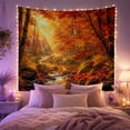 thumbnail image 2 of Autumn Forest Stream with Sunlit Trees and Mossy Rocks, Serene Rustic for Nature Lovers, Landscape Wall Art, Thanksgiving Gift, Tapestry Wall Hanging for Bedroom and Living Room, 2 of 7