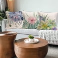 thumbnail image 2 of Succulent Cactus Floral Pillow Covers 18 x 18 inch Set of 4 Tropical Green Plants Flower Summer Decorative Throw Pillow Case Cotton Linen Square Outdoor Cushion Cover for Sofa (CF, 18" x 18"), 2 of 6