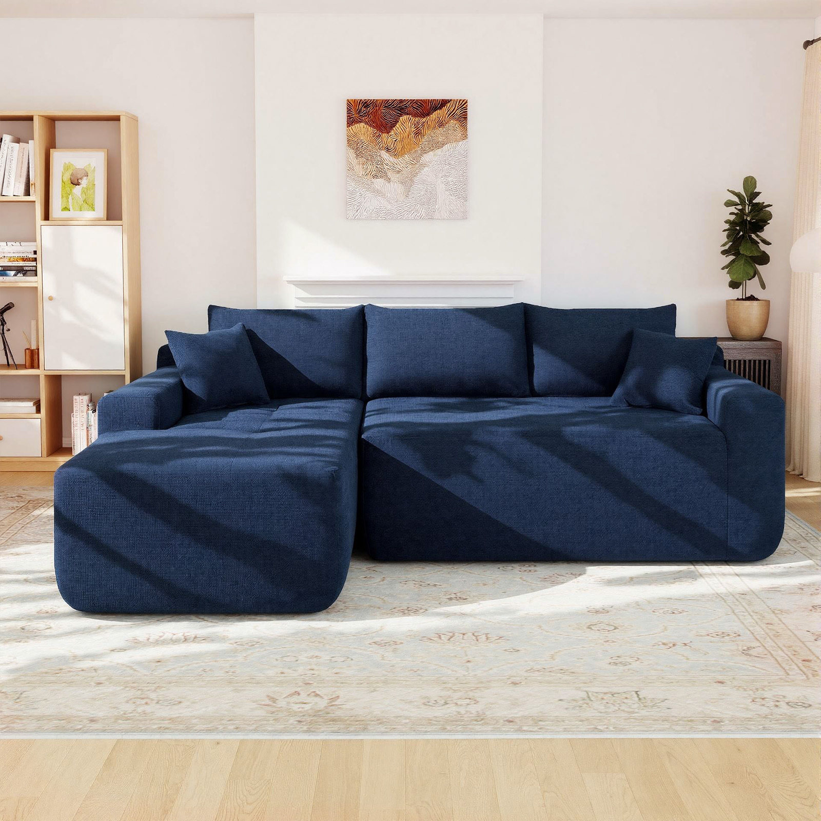 Lunale L-Shaped Modular Sectional Sofa with Chaise, Blue photo 2