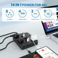 thumbnail image 4 of Power Strip, Surge Protector with 8 AC Outlets 6 USB Ports (2 USB C), 6 Ft Extension Cord, 1250W/10A, Wall Mount, Overload Protection Desk USB Charging Station for Home, Office（Black）, 4 of 7