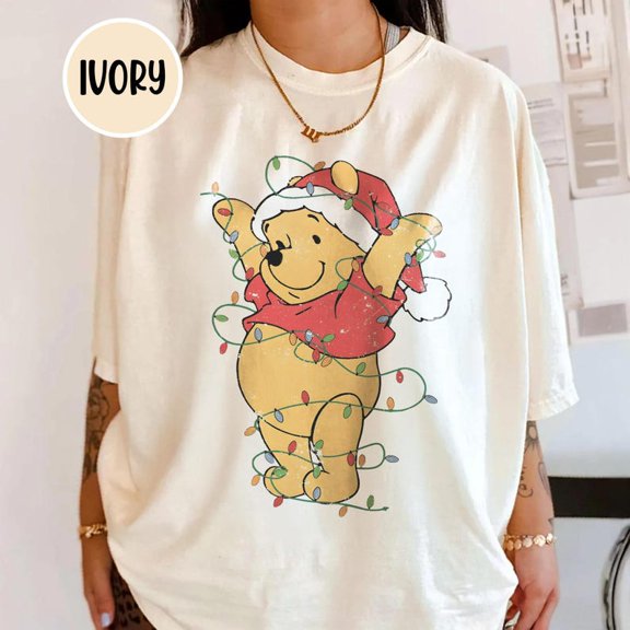 Vintage Pooh Christmas Light Comfort Colors Shirt, The Most Wonderful Time Of The Year Winnie The Pooh Christmas Lights, Pooh Comfort Color Shirt.
