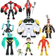 Ben Action Figure Omnitrix Figure Monster Model Toy, Ben TEN Figurine Set Four Arms, Grey Matter, Kineceleran, Diamondhead, Tennyson 1.2-4.8''