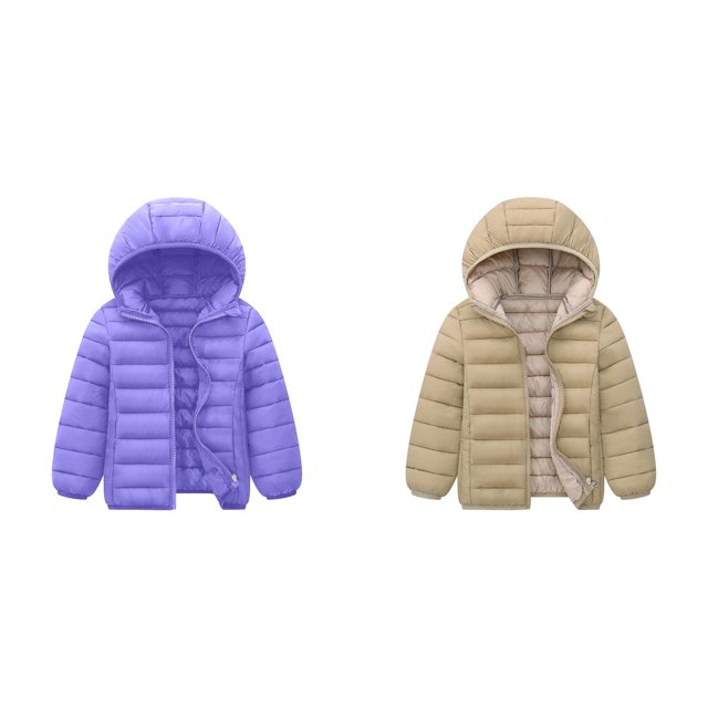 (2-Pack) Rinsvye Kids Lightweight Down Jacket Warm Winter Coat Pure Color Thermal Jacket Girls Short Style Quilted Outerwear
