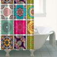 thumbnail image 5 of Extra Long Boho Shower Curtain 72x84 Inches - Vintage Floral & Tropical Leaves Pattern, Waterproof Bohemian Bathroom Decor with 12 Hooks, Tribal Rustic Style, 5 of 5