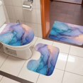 thumbnail image 5 of Pink Blue Marble Bathroom Rugs Set Abstract Marble Stone Texture Modern Style Non Slip Absorbent Soft Bath Mats 3 Piece Set with Bathroom Rug, U-Shaped Floor Mat, Toilet Seat Cover Small Size, 5 of 9