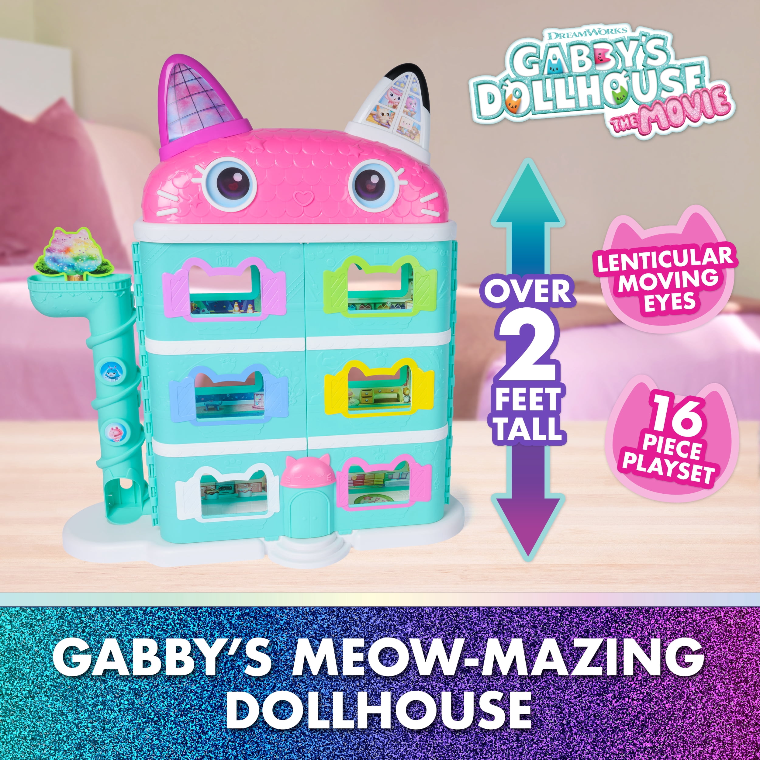 Gabby's Dollhouse: The Movie, Gabby’s Meow-mazing Dollhouse, with Toy Figure & Dollhouse Accessories, Kids Toys for Girls & Boys Ages 3 and Up