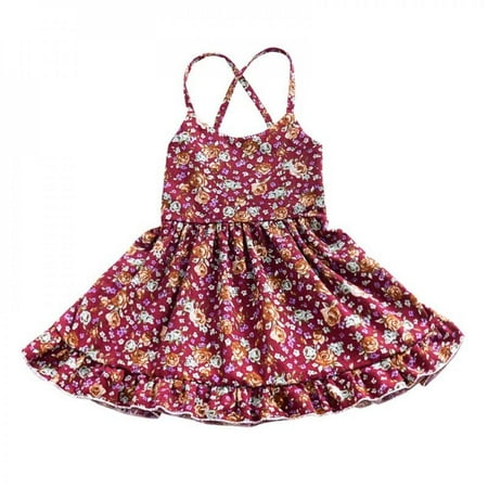 

Mjbaby Summer Toddler Baby Girls Dress Sleeveless Princess Party Halter Strap Floral Dress