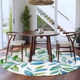 thumbnail image 3 of Round Rugs 6Ft, Blue Green Botanical Round Area Rug Washable Indoor Throw Carpet, Watercolor Summer Leaf Soft Non Slip Circle Rug for Office Cabinet Home Decor Aesthetic, 3 of 8