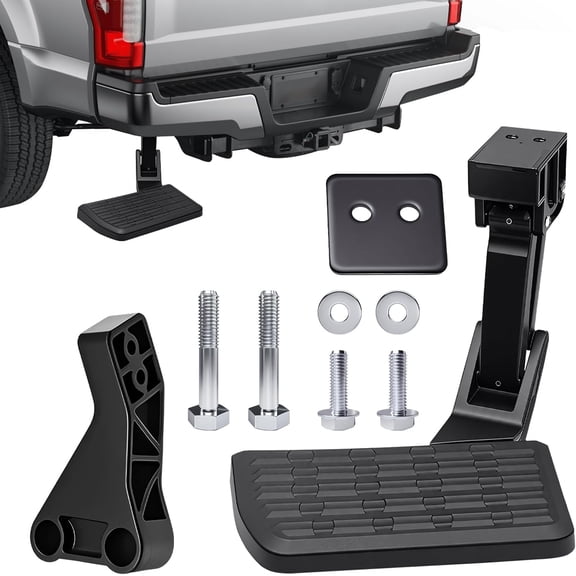 HRT Retractable Rear Bed Step for 2009-2018 Ram 1500/2500/3500 (Not for Dual Exhaust/Ecodiesel) - Bumper Side Tailgate Step, Replaces 75306-01A