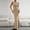 Khaki, variant on Elegant Dresses for Women Formal Maxi Gown Crewneck Sleeveless Textured Ribbed Knit Form-fitting Mermaid High Slit Flattering Dress for Prom Evening Wedding Guest