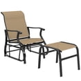 thumbnail image 2 of Outsunny Outdoor Glider Chair with Ottoman, 2-Piece Patio Glider Set with High Back, Wide Seat, Breathable Mesh for Porch, Garden, Backyard, Tan, 2 of 9