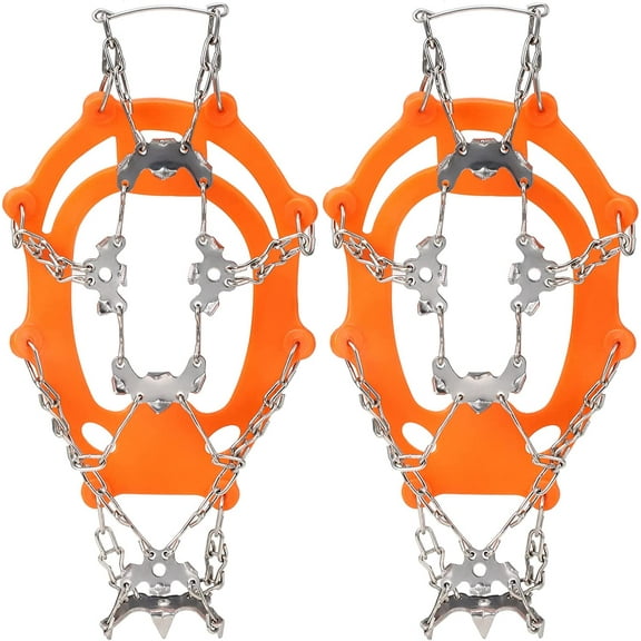 21 Teeth Crampons Women Men Non-Slip Shoes Cover Stainless Steel Anti Slip Ice Cleats Shoe Boot Grips Traction Snow Spikes Device for Outdoor Ski Ice Snow Hiking