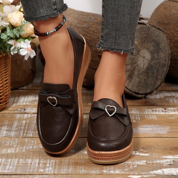 Women's Loafers, Slip on Casual Shoes Round Toe Ballet Flats Comfortable Faux Leather Flats for Daily Walking, Indoor Outdoor Wear