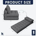 thumbnail image 3 of Folding Chair Bed, 3 in 1 Convertible Sleeper Chair with Pillow, Foldable Futon Chair for Living Room, Gray, 3 of 8