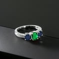 thumbnail image 3 of Gem Stone King 1.92 Ct Oval Green Nano Emerald Blue Sapphire 925 Sterling Silver Moissanite Ring (Size 8), 3 of 4