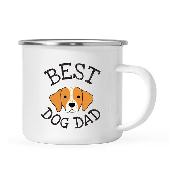 Koyal Wholesale Best Dog Dad Stainless Steel Campfire Coffee Tea Mug, Brittany Spaniel, Dog Graphic, 1-Pack