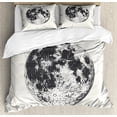 thumbnail image 1 of Full Moon Duvet Cover Set Queen Size, High Detailed Sketchy Illustration of a Full Moon in Monochrome, Decorative 3 Piece Bedding Set with 2 Pillow Shams, Dark Grey White and Eggshell, by Ambesonne, 1 of 3