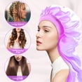 thumbnail image 7 of DODAMOUR Long Satin Bonnet for Women, Double Layer Silk Bonnet with Stretchy Band, Sleeping Cap with Button for Braids Curly Hair (Purple), 7 of 7