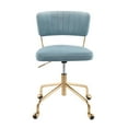 thumbnail image 5 of Indoor Home Office Furniture Tania Contemporary Task Chair In Gold Metal And Light Blue Velvet, 5 of 7