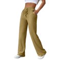 thumbnail image 2 of Kopltyrfg Womens Palazzo Pants Summer Fashion 2026 High Waisted Wide Leg Drawstring Flowy Beach Trousers with Pockets (Khaki,XL), 2 of 7