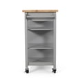 thumbnail image 4 of Benjara Alex Rolling Kitchen Bar Cart, 3 Shelves, 1 Cabinet, Brown Wood, Gray, 4 of 5