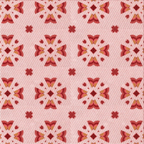 Ahgly Company Indoor Square Patterned Light Red Pink Area Rugs, 8' Square