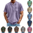 thumbnail image 2 of Yuanlook Men's Everyday Vintage Henley Shirt, Ultra-Soft Washed Fabric with Mandarin Collar & Pocket, S-XXL, 2 of 6