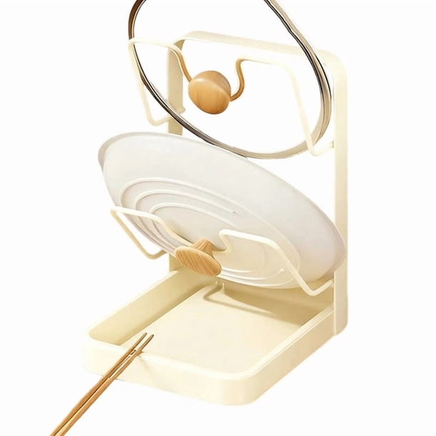 Pisexur Batería de cocina Estante para tapar ollas de cocina, espátula, estante de almacenamiento, tabla de verduras, drenaje, encimera multifuncional para el hogar, para la cocina del hogar