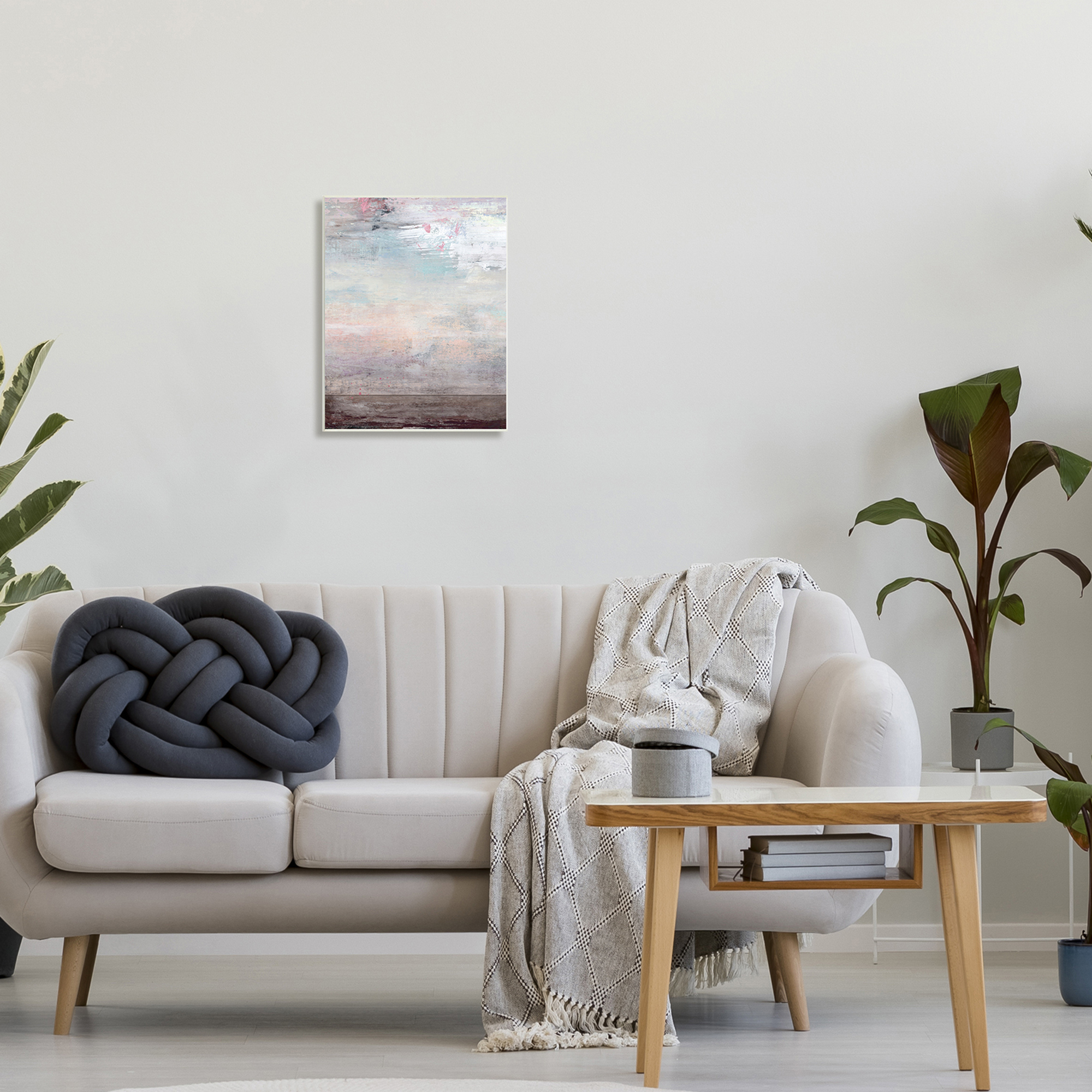 Suzanne Nicoll Atmospheric Purple Sky and Earth Grunge Abstract Paint 13" x 19" Framed Painting Art Print, by Stupell Home Décor
