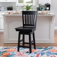 thumbnail image 2 of Linon Mack Solid Beechwood Slat Back Swivel 24" Counter Height Stool in Black, 2 of 10