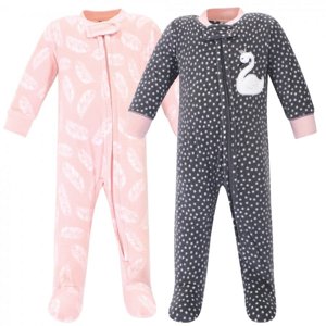 Hudson Baby Infant Girl Fleece Sleep and Play 2-Pack