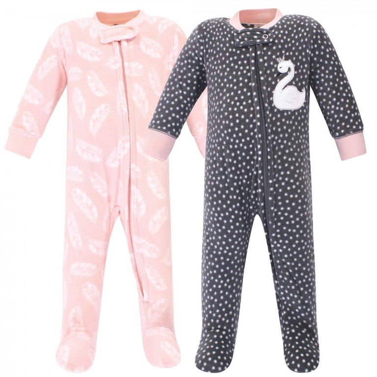 Hudson Baby Infant Girl Fleece Sleep and Play 2-Pack photo 1
