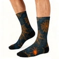 thumbnail image 5 of Fabrcox Halloween Socks Women Men Funny Pumpkin Ghost Socks Cat Graphic Spooky Novelty Mid Calf Mens Crew Socks Green, 5 of 6