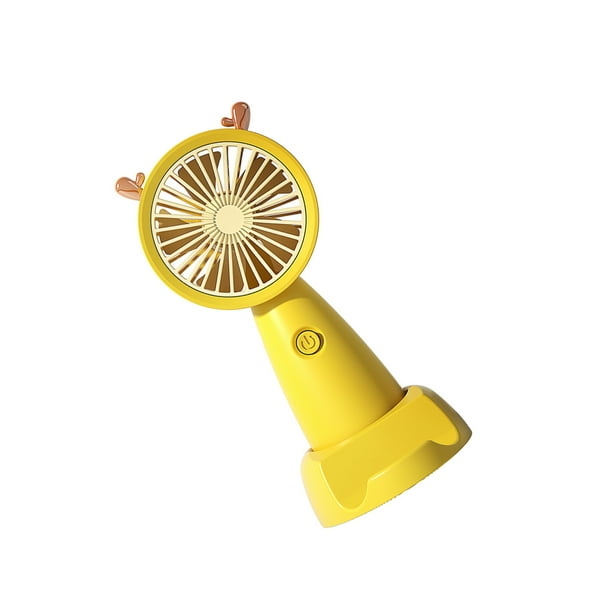 Monstrate USB eléctrico Mini ventilador Ventiladores de mano Base silenciosa de escritorio Refrigeración de verano para oficina Hogar Electrodomésticos Amarillo