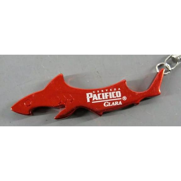 Pacifico Clara Beer Red Shark Aluminum Bottle Opener Keychain, Red