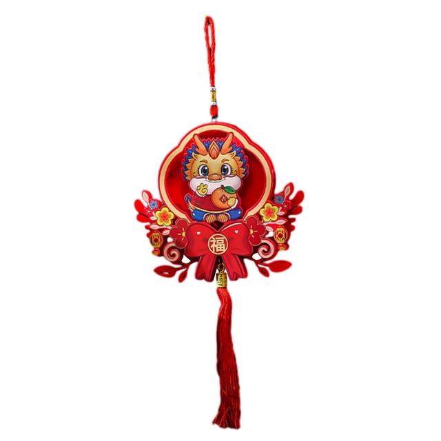 Decoraciones colgantes de año Nuevo Chino, colgantes de borlas de dragón 2024, señal de puerta, personajes chinos Fu para celebración de granja , estilo c