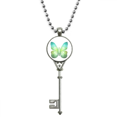 thumbnail image 1 of Green with Floral Pattern Pendant Vintage Necklace Silver Key Jewelry, 1 of 3