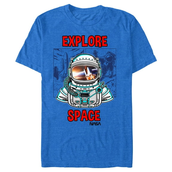 Men's NASA Explore Space Cartoon Astronaut  Graphic T-Shirt