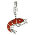 thumbnail image 1 of Sterling Silver Enamel Red Shrimp Charm with Lobster Clasp for Bracelets Women 5/8 inch, 1 of 2